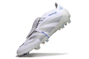 Chuteira Adidas Predator Elite Fold-Over Tongue FG - Branca, Azul e Prata
