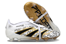 Chuteira Adidas Predator Elite Fold-Over Tongue FG - Branca, Dourada e Vermelha