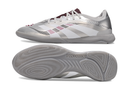Chuteira Futsal Adidas Predator Elite Fold-Over Tongue IC - Prata, vista lateral e inferior.