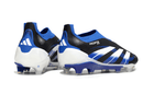Chuteira Adidas Predator Elite FG - Preta e Azul com design arrojado e tecnologia para desempenho em campo.