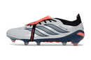 Chuteira Adidas Predator Elite FG 26 - "Finishers Steel" lateral view com design inovador para controle e precisão no campo.