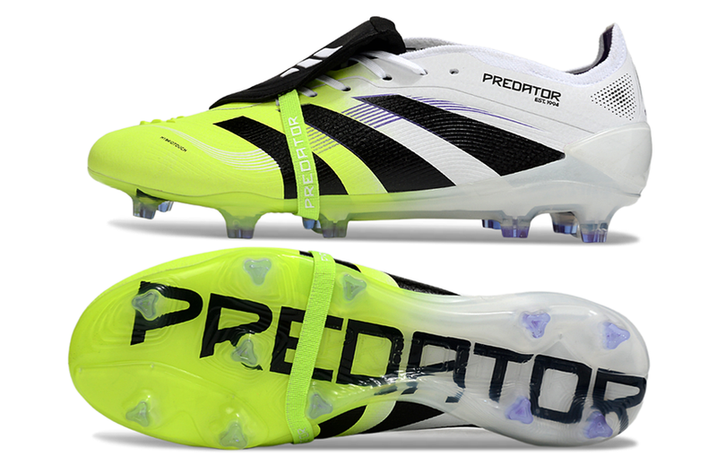 Chuteira Adidas Predator Elite Fold-Over Tongue FG - Branca, Preta e Verde