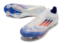 Chuteira Campo Adidas F50+ FG Branca, Azul e Vermelho
