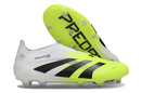 Chuteira Adidas Predator Elite FG - Branca e Amarela destacando design vibrante e tecnologia avançada.