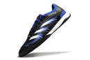 Chuteira Futsal Adidas Predator Elite Tongue IC nas cores preta, azul e branca, ideal para o futsal.
