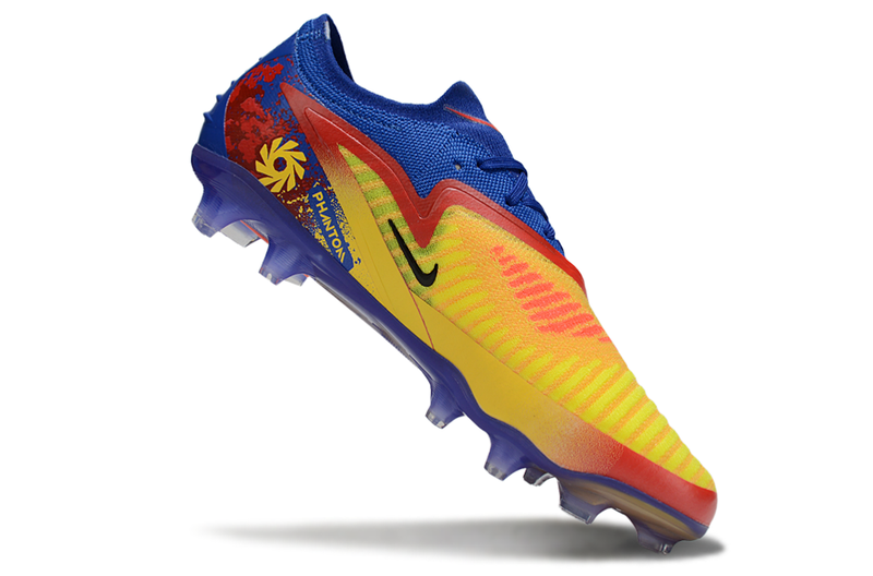 Chuteira Nike Phantom 6 Edição Especial Haaland Elite  FG - Azul, Amarela e Vermelha