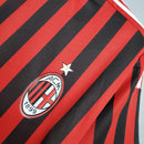 Camisa AC Milan Away 11/12 Retro Red Olympic com listras vermelhas e pretas