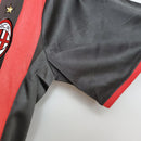 Camisa AC Milan Home 09/10, detalhe da manga, estilo retro, coleção olímpica.