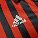AC Milan Home 99/00 Retro Olympic com logo Adidas em vermelho e preto.