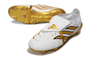 Chuteira Adidas Predator Elite FG 26 - "Finishers Steel" Branca e Dourada com design elegante e tecnologia avançada.