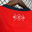 Detalhe das costas da camisola Arsenal Home 12/13 com logotipo AFC em vermelho e azul.