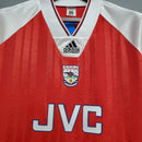 Camisa Arsenal Home 92/93 retrô da Olympic Store com detalhes em vermelho e logo da Adidas.