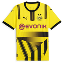 Camiseta Borussia Dortmund home 24/25 com cores amarelo e preto, patrocinador Evonik.