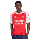 Camisola Arsenal Home 2025/26 Olympic Store em vermelho com detalhes brancos, modelo oficial do clube para adeptos.