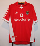 Camisola Benfica 2001/02 da Olympic Store, vermelha com logotipo Vodafone e Adidas.