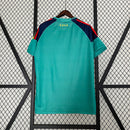 Camisola Espanha GK 2010 Retro, vista traseira, camisa de futebol em verde com detalhes em azul e vermelho.