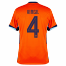 Camisola Holanda com nome Virgil e número 4, na cor laranja, modelo 24/25.