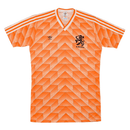 Camisola Holanda home 88/89 Retro, camisa laranja com design geométrico e logo KNVB.