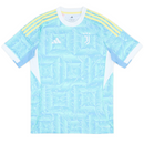 Camisola Juventus Away 2025/26 com design moderno e cores azul e amarelo, oficial da equipe italiana.