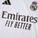 Camisola Real Madrid Home 2025/26 com logo Adidas e patrocínio Emirates em destaque.