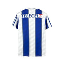 Camisola Retro FC Porto Principal 95/97 com detalhes em azul e branco, vista traseira com logotipo TELESLET.