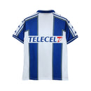 Camisola Retro FC Porto Principal 97/98 na cor branca e azul, com logo TELECELT, vista traseira.