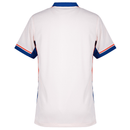 Camiseta Chelsea away 24/25 nas cores branca e azul, vista traseira, ideal para torcedores.