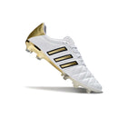 Chuteira Adidas AdiPure 11 Pro FG Branca Dourada com design elegante e estrutura FG.