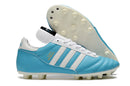 Chuteira Adidas Copa Mundial FG Azul e Branca com design icônico e elegante para futebol.