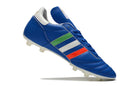 Chuteira Adidas Copa Mundial FG Azul, Vermelha e Verde com design vibrante e performance superior para futebol.