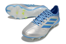Chuteira Adidas Copa Pure III Elite FG - Celestial Victory Pack em prata e azul, ideal para relvados naturais.