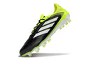 Chuteira Adidas Copa Pure III Elite FG - Preta e Amarela, destacando design esportivo e tecnologia de desempenho.
