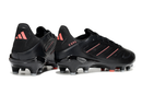 Chuteira Adidas Copa Pure III Elite FG - Preta, modelo de futebol profissional em preto com detalhes em vermelho.