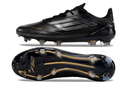 Chuteira Adidas F50.1 FG Preta com design elegante e sola FG para desempenho em campos naturais.