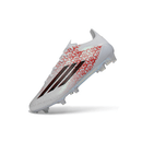 Chuteira Adidas F50 Elite FG Branca e Rosa "Lamine Yamal" com design estilizado e detalhes em rosa.
