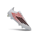 Chuteira Adidas F50 Elite FG Branca e Rosa "Lamine Yamal" com design floral vermelho e detalhes em preto.