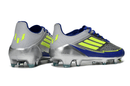 Chuteira Adidas F50 Elite FG - Prata e Azul, performance e estilo em campo com design inovador.