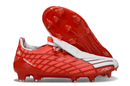 Chuteira Adidas F50 Elite FG Spider Branca e Vermelha, design inovador para futebolistas, com tecnologia Spider.