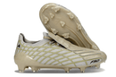 Chuteira Adidas F50 Elite FG Spider Dourada, destacando estilo e desempenho para futebolistas.