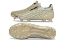 Chuteira Adidas F50 Elite FG Spider Dourada em design luxuoso e tecnológico para futebolistas.