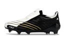 Chuteira Adidas F50 Elite FG Spider Preta e Branca lateral com detalhes em preto e branco
