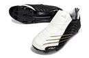Chuteira Adidas F50 Elite FG Spider Preta e Branca com design clássico e tecnologia avançada para futebol.