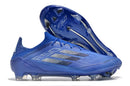 Chuteira Adidas F50 FG Azul e Preto com design moderno e tecnologia de ponta para desempenho em campo.