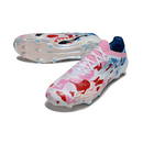 Chuteira Adidas F50 FG Elite Ed. "Bape" com design camuflado em tons de rosa e azul.
