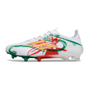 Chuteira Adidas F50 FG Elite - Ed. "Mo Salah" com design icônico em branco, vermelho e verde.
