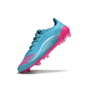 Chuteira Adidas F50 FG Elite - Ed. "Messi" Azul com design vibrante e sola FG para desempenho em campo.