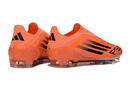 Chuteira Adidas F50 FG Elite Laranja e Preta - visão traseira dos tenis de futebol laranja