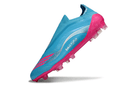 Chuteira Adidas F50 FG Elite - Ed. "Messi" Azul com design em azul e detalhes em rosa.