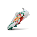 Chuteira Adidas F50 FG Elite - Ed. "Mo Salah" em destaque, com design especial em cores vibrantes.