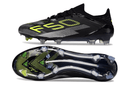 Chuteira Adidas F50 FG Elite Preta e Amarela com design arrojado e tecnologia de ponta para desempenho em campo.